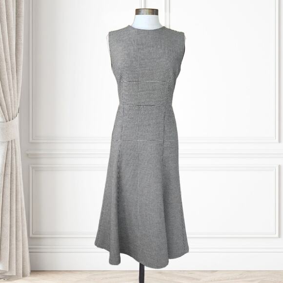 Ann Taylor Dresses & Skirts - ANN TAYLOR Houndstooth Sleeveless A-line Midi Dress Size 8 Black & White